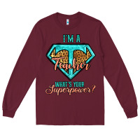 Burgundy i'm a teacher what's your superpower leopard Long Sleeve Tee - Jasminsmagicworld
