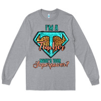Heather Grey i'm a teacher what's your superpower leopard Long Sleeve Tee - Jasminsmagicworld