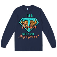 Navy i'm a teacher what's your superpower leopard Long Sleeve Tee - Jasminsmagicworld