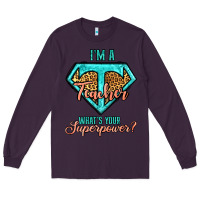 Plum i'm a teacher what's your superpower leopard Long Sleeve Tee - Jasminsmagicworld