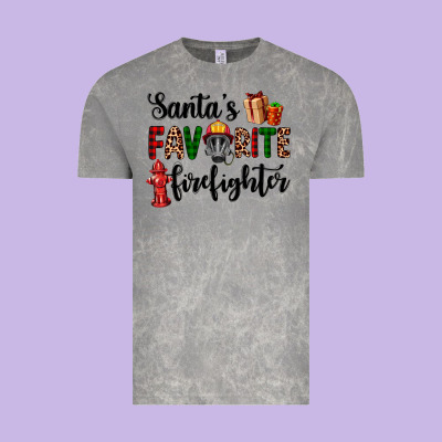 Santa's Favorite Firefighter Vintage Tee Designed By Adodesignshop