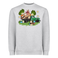 Heather Grey easter truck with bunny Heavyweight Sweatshirt - AdoDesignShop