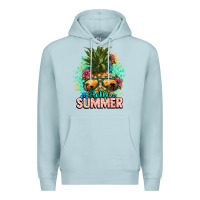 Blue Mist Hello summer pineapple Premium Hoodie - NancyCooperArtShop