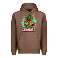 Chestnut Hello summer pineapple Premium Hoodie - NancyCooperArtShop