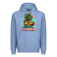 Colony Blue Hello summer pineapple Premium Hoodie - NancyCooperArtShop