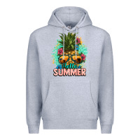 Heather Grey Hello summer pineapple Premium Hoodie - NancyCooperArtShop