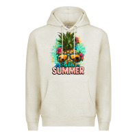 Oatmeal Heather Hello summer pineapple Premium Hoodie - NancyCooperArtShop