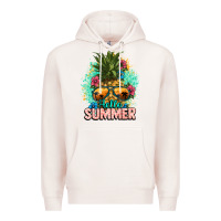Pale Pink Hello summer pineapple Premium Hoodie - NancyCooperArtShop