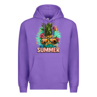Purple Hello summer pineapple Premium Hoodie - NancyCooperArtShop