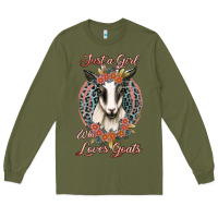 Army Green just a girl who loves goats Long Sleeve Tee - Jasminsmagicworld