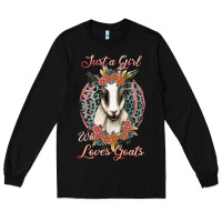 Black just a girl who loves goats Long Sleeve Tee - Jasminsmagicworld