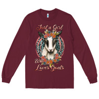 Burgundy just a girl who loves goats Long Sleeve Tee - Jasminsmagicworld