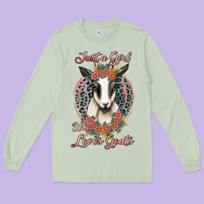 Just A Girl Who Loves Goats Long Sleeve Tee Designed By Jasminsmagicworld