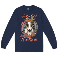 Navy just a girl who loves goats Long Sleeve Tee - Jasminsmagicworld