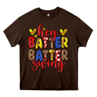 Chocolate Brown hey batter batter swing softball Heavy Core Tee - Zillion Design Studio
