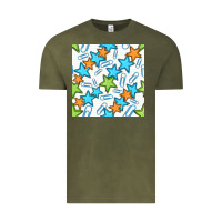 Vintage Olive stars school seamless pattern Vintage Tee - BundleAndBundleShop