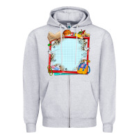 Heather Grey school your text here Zipper Hoodie - NancyCooperArtShop