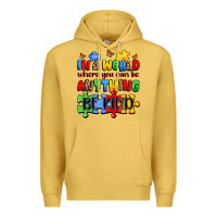 Antique Gold in a world where you can be anything be kind Premium Hoodie - JahusDesignShop