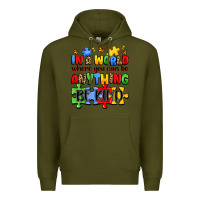 Army Green in a world where you can be anything be kind Premium Hoodie - JahusDesignShop