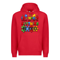 Red in a world where you can be anything be kind Premium Hoodie - JahusDesignShop