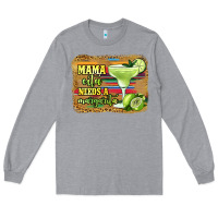 Heather Grey mama cita needs a margarita Long Sleeve Tee - Jasminsmagicworld