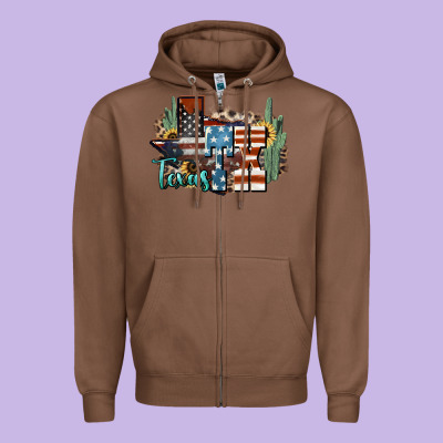 Tx Texas Zipper Hoodie Designed By Nancycooperartshop