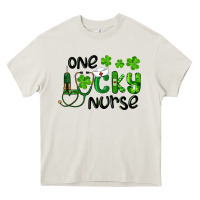 Cream st. patrick's day one lucky nurse Heavy Core Tee - RanaPortraitStore