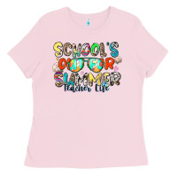 Bubblegum Pink school's out for summer teacher life Ladies Tee - Zillion Design Studio