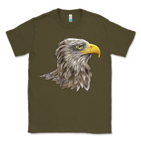 Army Green American White Sea Eagle Head Classic Tee - LillyAllenDesigns