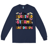 Navy i've survived too many storms Long Sleeve Tee - JahusDesignShop