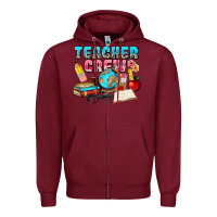 Burgundy teacher crew Zipper Hoodie - NancyCooperArtShop