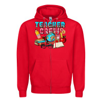Red teacher crew Zipper Hoodie - NancyCooperArtShop