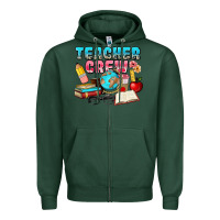 Sports Green teacher crew Zipper Hoodie - NancyCooperArtShop