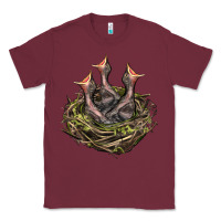 Burgundy Bird Nest With Baby Birds Classic Tee - LillyAllenDesigns