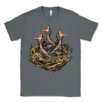 Charcoal Heather Bird Nest With Baby Birds Classic Tee - LillyAllenDesigns