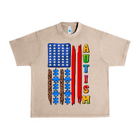French Oak autism american flag Urban Heavy Tee - AdoDesignShop