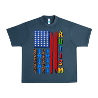Midnight Navy autism american flag Urban Heavy Tee - AdoDesignShop