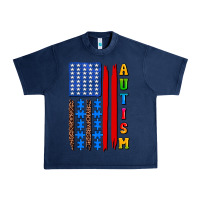 Navy autism american flag Urban Heavy Tee - AdoDesignShop