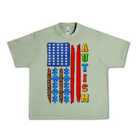 Oil Green autism american flag Urban Heavy Tee - AdoDesignShop