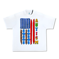 White autism american flag Urban Heavy Tee - AdoDesignShop