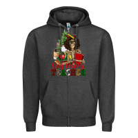 Charcoal Heather very merry teacher skeleton Zipper Hoodie - NancyCooperArtShop