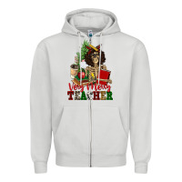 Dove Grey very merry teacher skeleton Zipper Hoodie - NancyCooperArtShop
