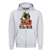 Heather Grey very merry teacher skeleton Zipper Hoodie - NancyCooperArtShop