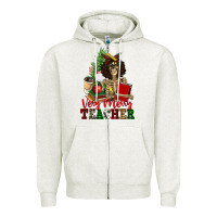 Oatmeal Heather very merry teacher skeleton Zipper Hoodie - NancyCooperArtShop