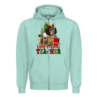 Seafoam very merry teacher skeleton Zipper Hoodie - NancyCooperArtShop