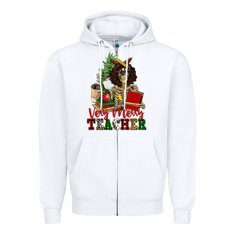 Very Merry Teacher Skeleton Zipper Hoodie by NancyCooperArtShop | Teevron