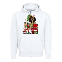 White very merry teacher skeleton Zipper Hoodie - NancyCooperArtShop