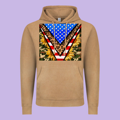 American Sunflower And Camouflage Vintage Hoodie Designed By Adodesignshop