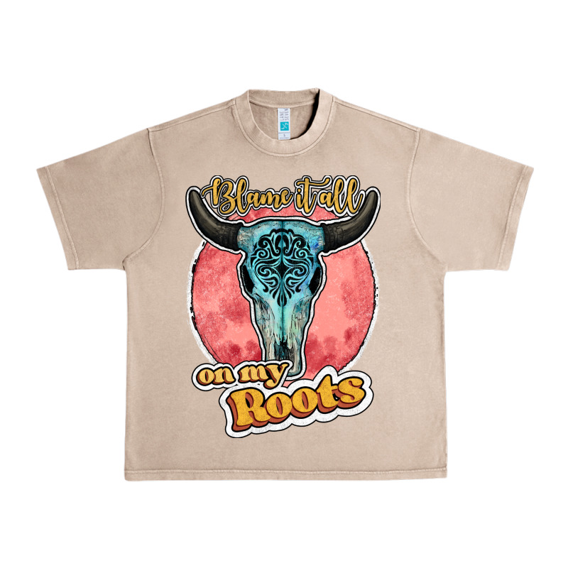 Blame It All On My Roots Bull Skull Black Urban Heavy Tee by JahusDesignShop | Teevron