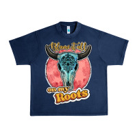Navy blame it all on my roots bull skull black Urban Heavy Tee - JahusDesignShop